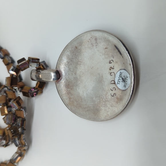 Simon Sebbag Sterling Silver Pendant and Coated Glass Bead Necklace - Picture 5 of 7